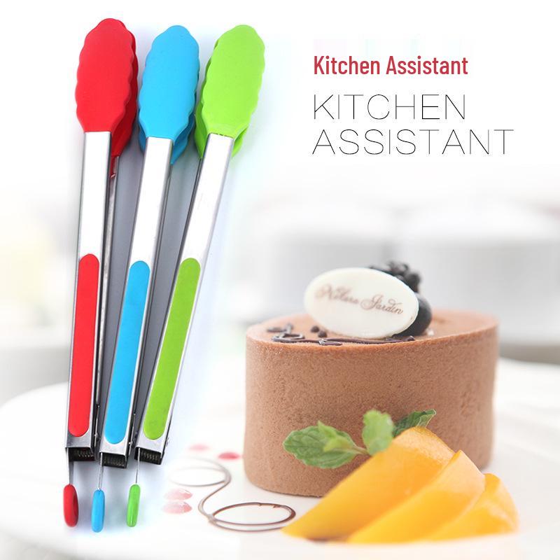 12" High-Temp Silicone Non-Slip Food Tongs: Ideal for Bread, Steak, and Barbecue.