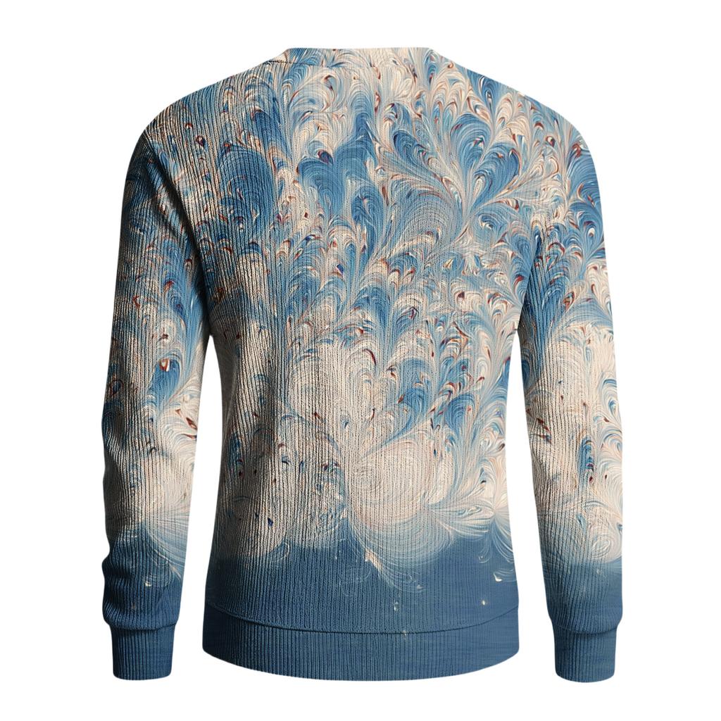 Men's Round Neck Long Sleeve Ribbed Knit Pullover