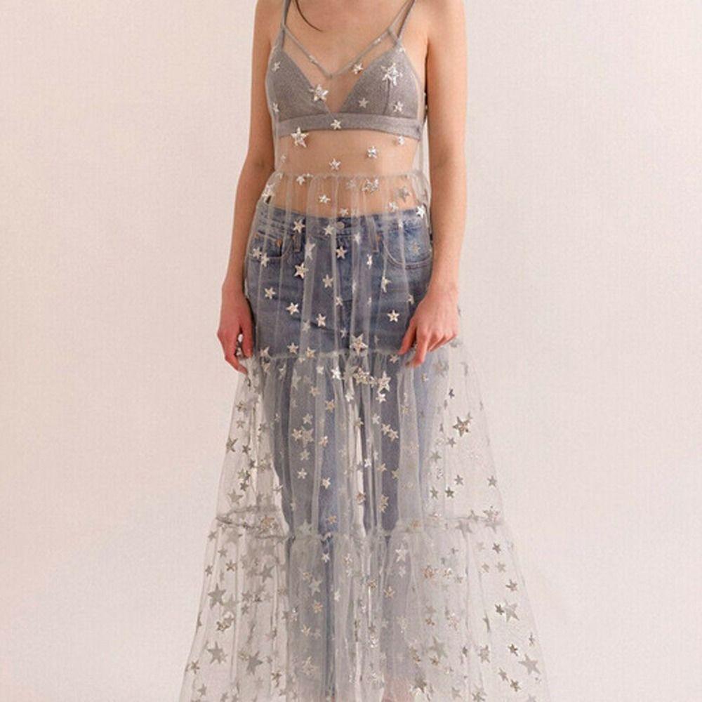 Dress Bling Bling Dress Lace Women Cover Up Spaghetti Straps Summer Tulle Dress V-Neck Sling Dress