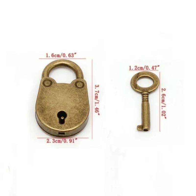 Mini Retro Metal Locks and Key Padlocks, Buckle Wooden Box Hook Lock, Upper and Lower Box Lock, Small Lock Padlock Lock
