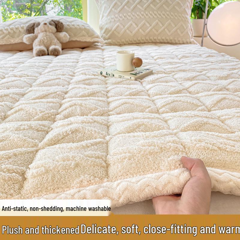 Winter Velvet Taffeta Mattress Topper - Thickened Milk Velvet Pad for Single Beds