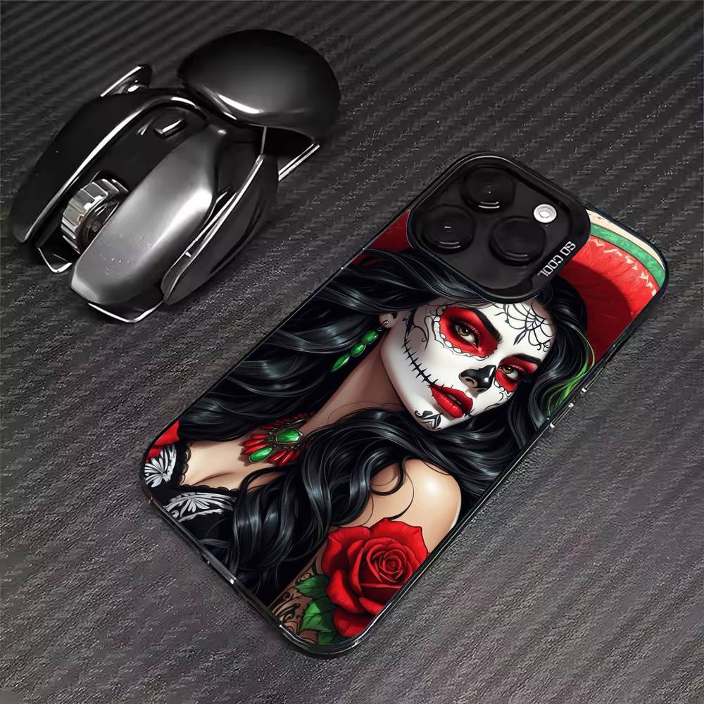 

Catrina Skull Girl Mexican Phone Case For iPhone 17 16 15 14 13 12 11 Pro Max XS Max 7 8 Plus Shockproof Silicone Matte Cover iPhone15