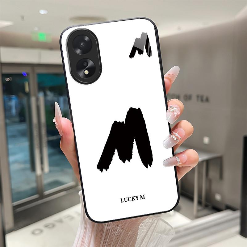Phone Case For OPPO A18 A38 A58 A78 Back Covers Lucky Letter Protective Case For OPPOA18 OPPOA38 Tempered Glass Soft TPU Shell