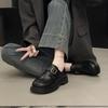 British style uniform JK small leather shoes women's 2025 spring and autumn new shallow mouth belt buckle one pedal patent leather loafers