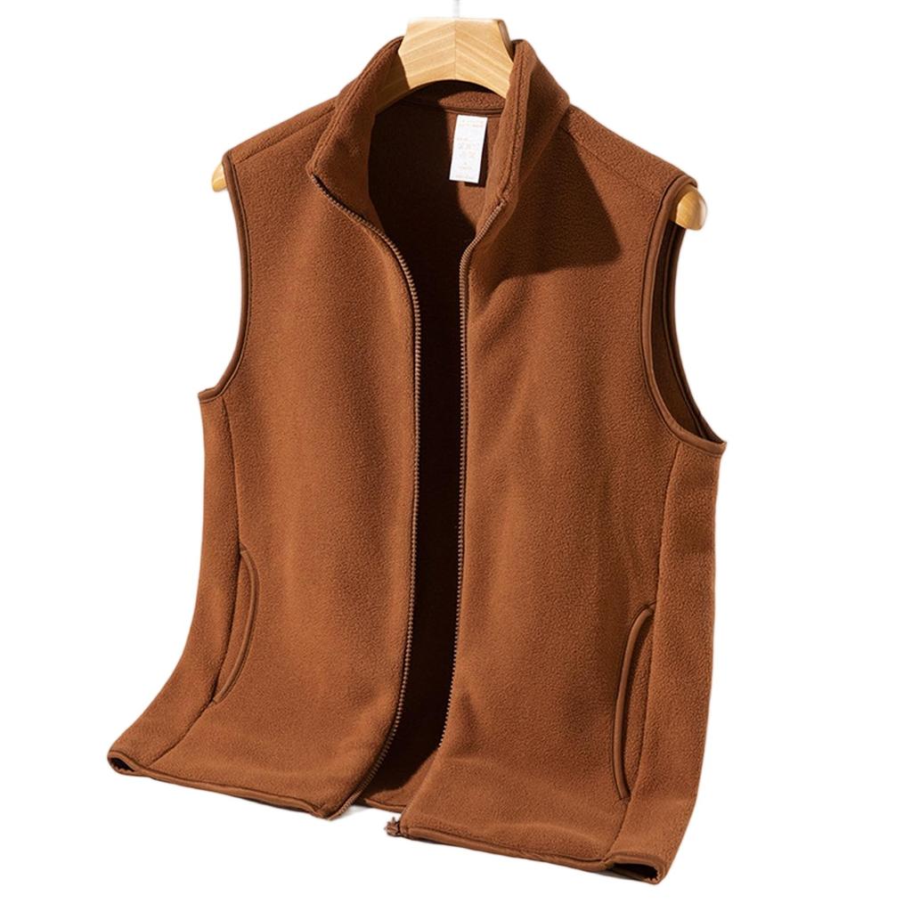 Winter Light Luxury Fashion  Fleece Fleece Waistcoat Men Sleeveless Vest Jacket Casual Solid Color Jacket