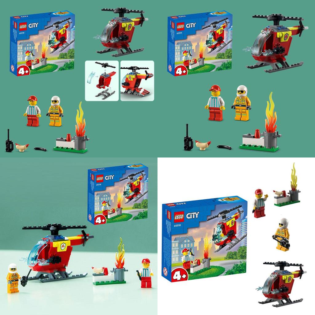 City Fire Helicopter Building Blocks Toy Abs Plastic Construction Set For Boys And Girls Perfect Gift For Kids 15.7*14.1*4.5cm Packaging