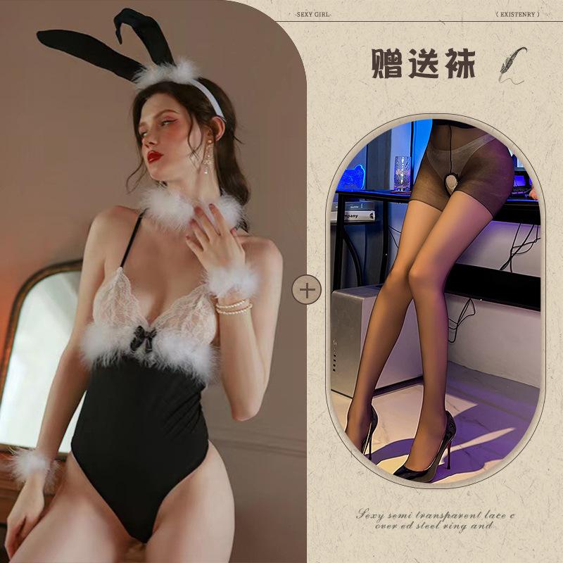 Sexy Lingerie Sexy Low-cut Bunny Uniform Seduction Open Crotch Free One-piece Rabbit Set 835