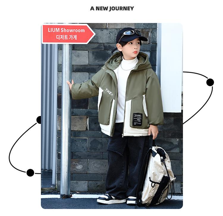 Children's Cotton Windbreaker: Boys' and Girls' Thick Hooded Autumn/Winter Jacket, 2025 New Style School Uniform for Middle & Big Kids