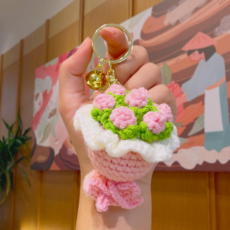

Handmade Crochet Flower Bouquet Keychain - Plush Pendant & New Year Gift 9cm