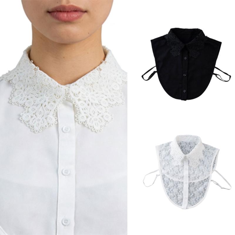 Abnehmbarer Spitzenkragen mit floraler Stickerei Falscher Kragen Stilvolles Halsstück Halbe Hemden Blusen Oberteile Modeaccessoires