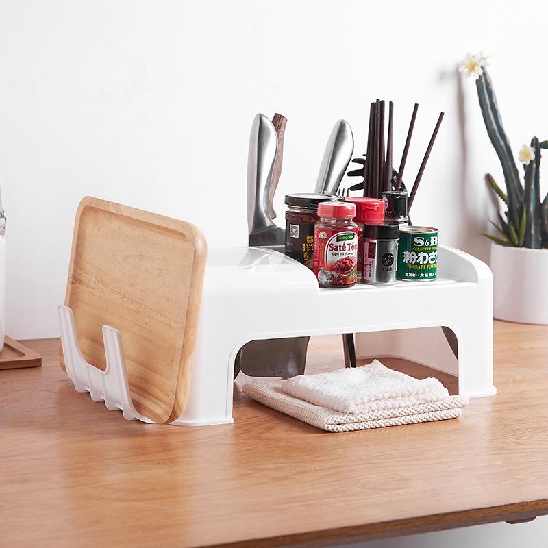 Kitchen Storage Multi-function Rack Spice Box Cutting Board Shelf Lid