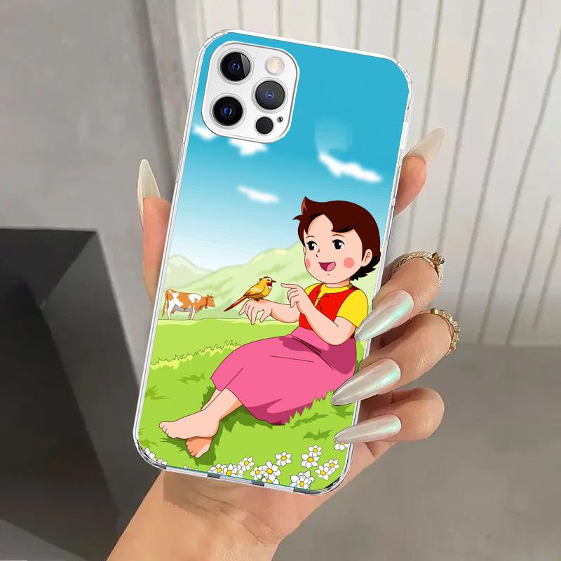 Custodia per telefono a cartone animato carina di Heidi per Iphone 17 Air 16 15 Plus 14 13 Mini 12 11 Pro Max 16E 7 8 SE 2020 Guscio Stampato Morbido Funda 17 Ai