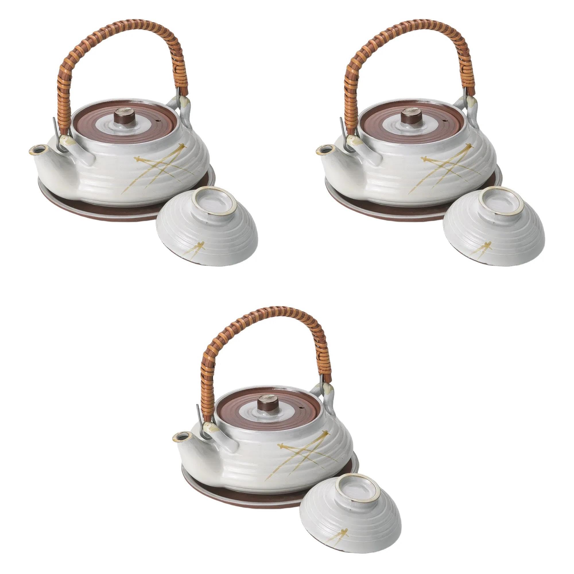 

Набор из 3 белых сосновых игольчатых плоских чайников x 5 см Чайники Сделано в Китае компанией Setomonohonpo [11.6 (240 куб.см)] белый