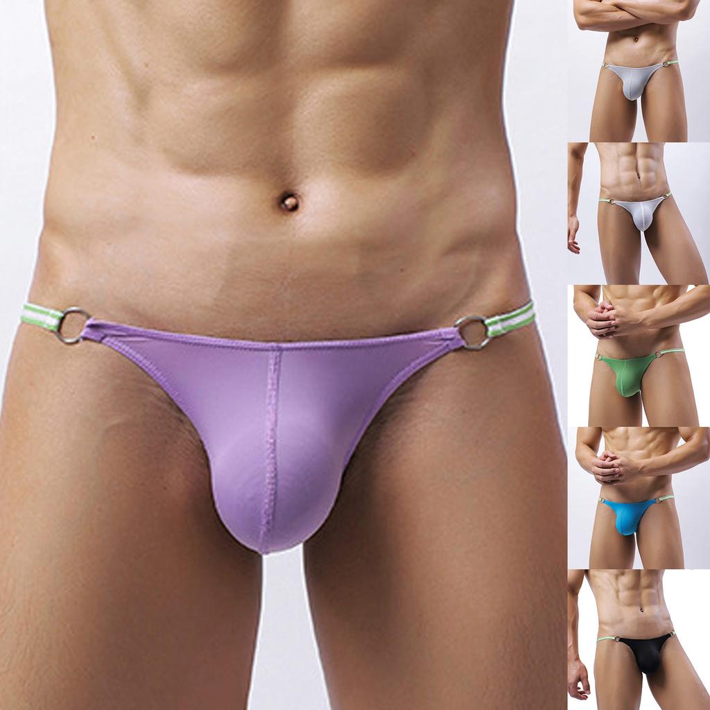 Men's Fashion Ring Hollow Thin Belt Panties Sexy Low Waist Briefs