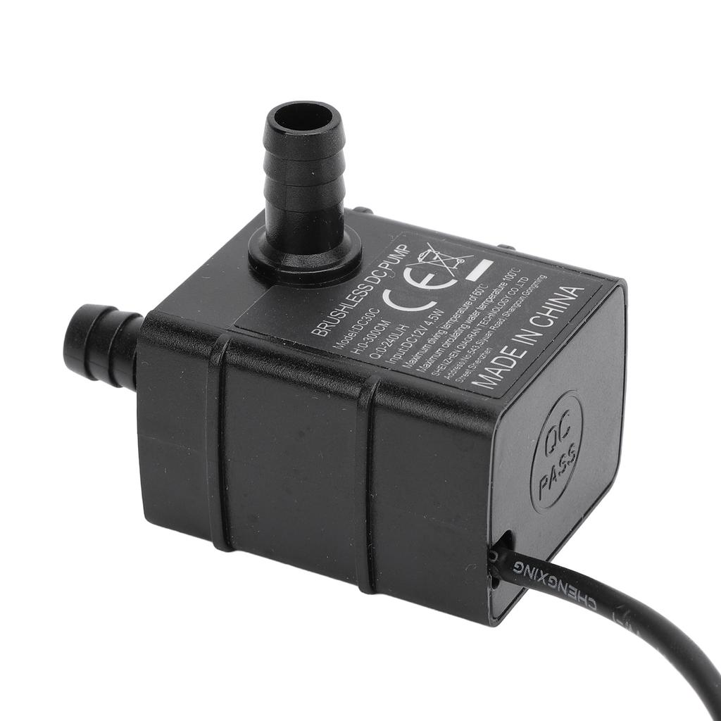 Micro Submersible Pump DC 12V 4.5W 240L/H 300cm Lift IP68 Brushless Water Fountain Pump with LED Ind