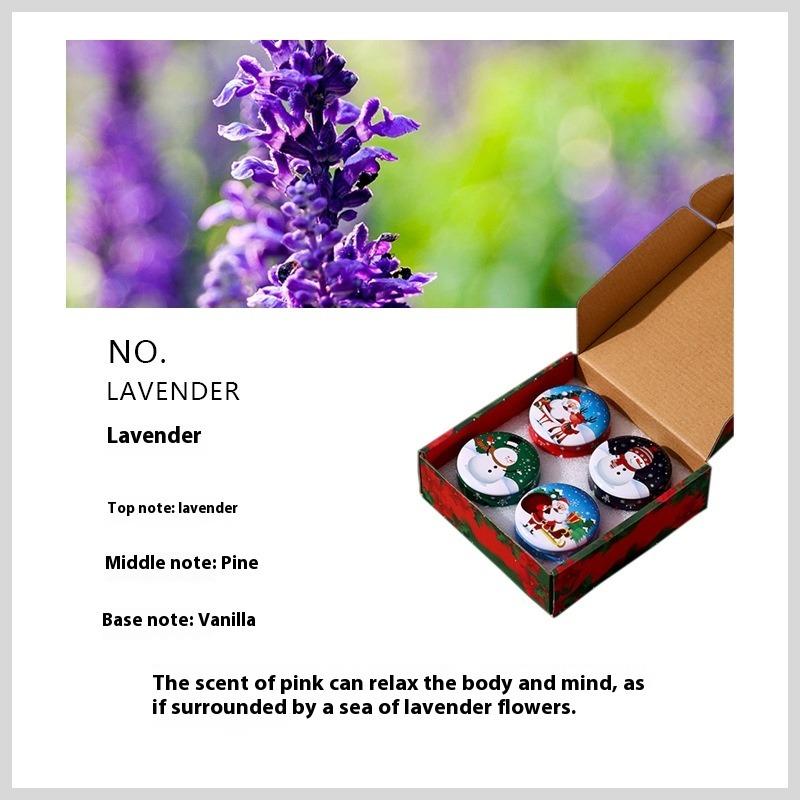 

Рождественский подарочный набор из 4 жестяных свечей - Ароматические свечи в праздничных металлических коробках для подарков на Сочельник, украшения для вечеринки Lavender