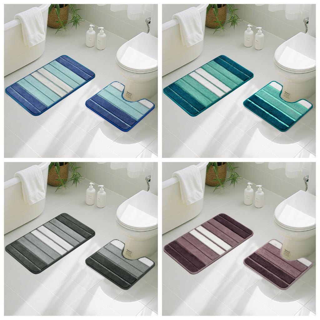 Bath Mat Set 40x60cm and 50x80cm Extra Soft Absorbent Microfiber Non-Slip Washable Rugs for Shower Floor Bathmat Bathroom Decor