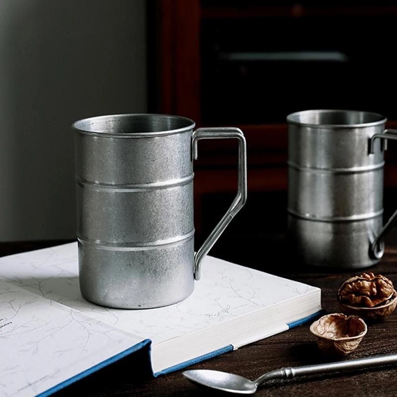 Travel Coffee Mug Retro Stainless Steel Cup Beer Mug Espresso Coffee Cups Cafe Bar Party Drinkware Camping Cup Milk Tea Mug Gift