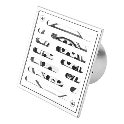 Scarico per doccia con paraspruzzi antiodore quadrato in acciaio inossidabile, grande