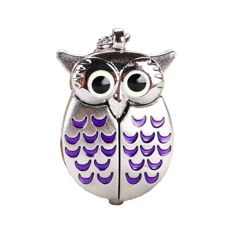 

1PC Retro Silver Children s Cartoon Flip Creative Pocket Watch Necklace Women s Watch Student Watch Primary School Student Keych фіолетовий