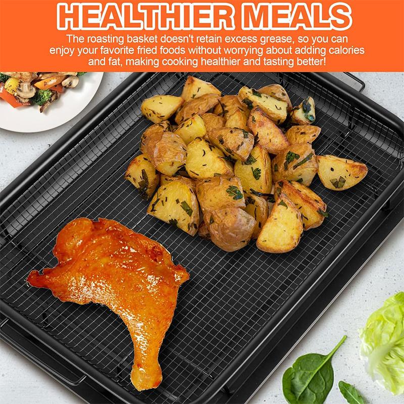 Baking Tray Oil Frying Baking Pan Stainless Steel Non-Stick Chips Basket Baking Dish Grill Mesh Square Frying Colander