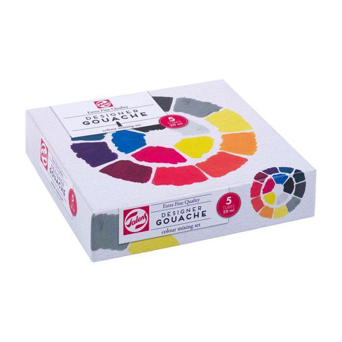 Peinture gouache - Extra fine - 5 couleurs basiques - Tubes de 20ml - Talens