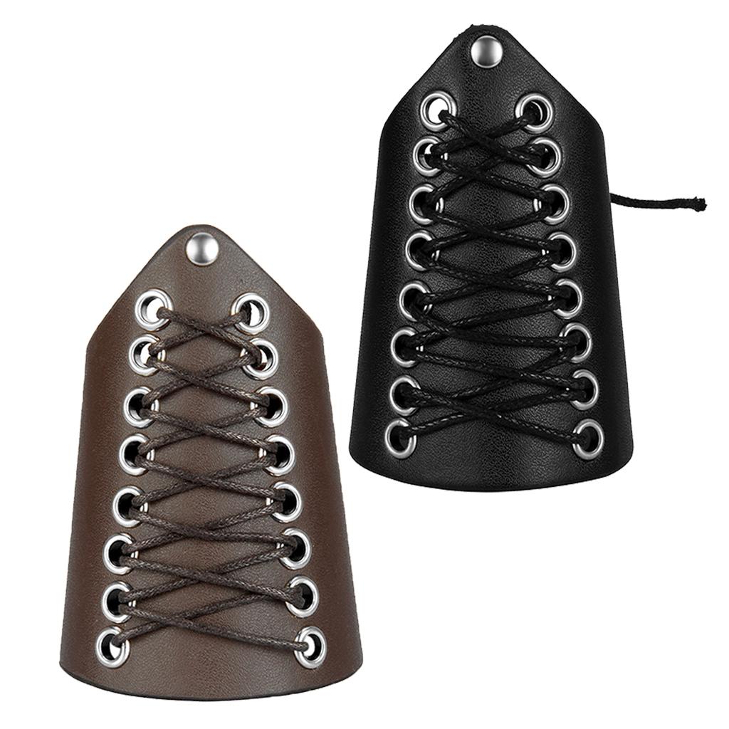 2pc PU Leather Gauntlet for Men Women Wristband Wide Bracer Arm Cuff