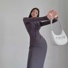Autumn/Winter Hooded Sweater Dress – Sexy Knee-Length, Long-Sleeved, Hip-Wrapped Design