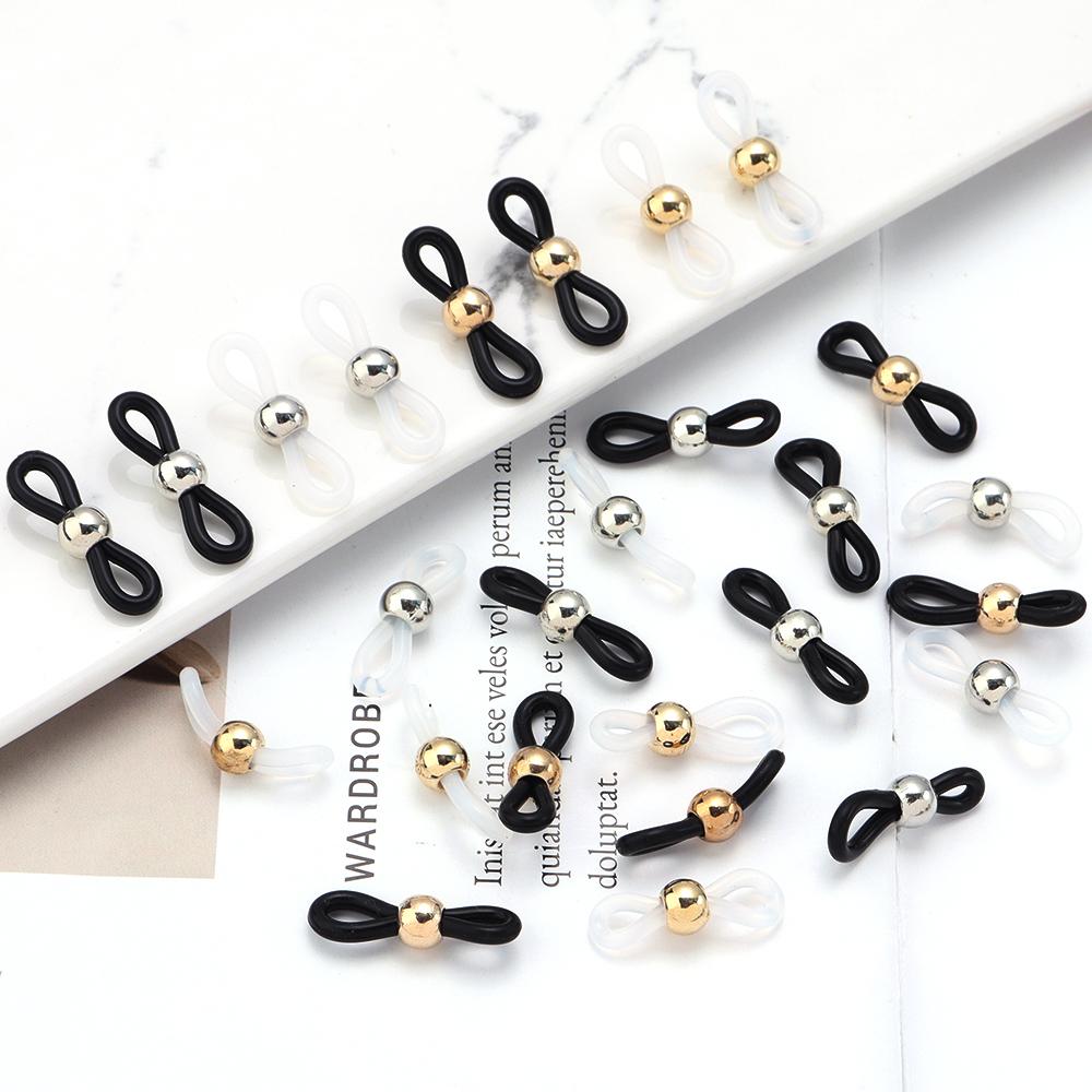 50pcs Eyeglass Chain CCB Beads Adjustable Silicone Rubber Ends Connectors For DIY Eye Glasses Sunglasses Holder Jewelry Making