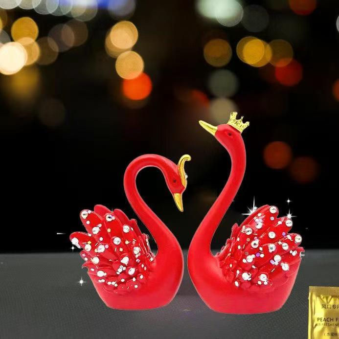 Coppia di Cigni con Strass Diffusore Deodorante - Decorazione Interno Auto
