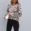 YYFS Women's Fashion Casual Leopard Print Autumn Winter Long Sleeve O-Neck Sweaters