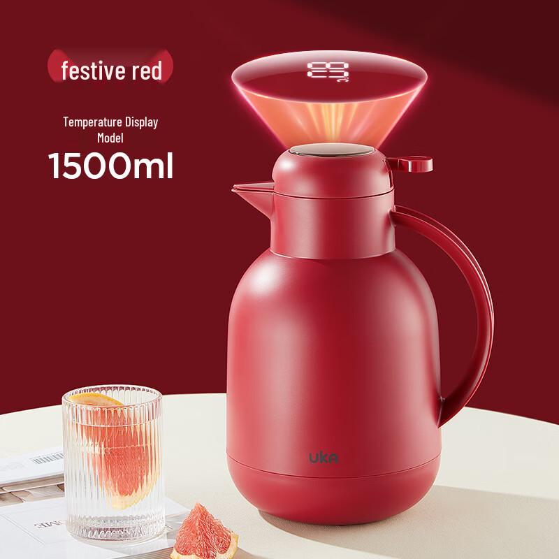 

UKA 1.5L Bird-Themed Smart Glass Vacuum Flask with LED Display
