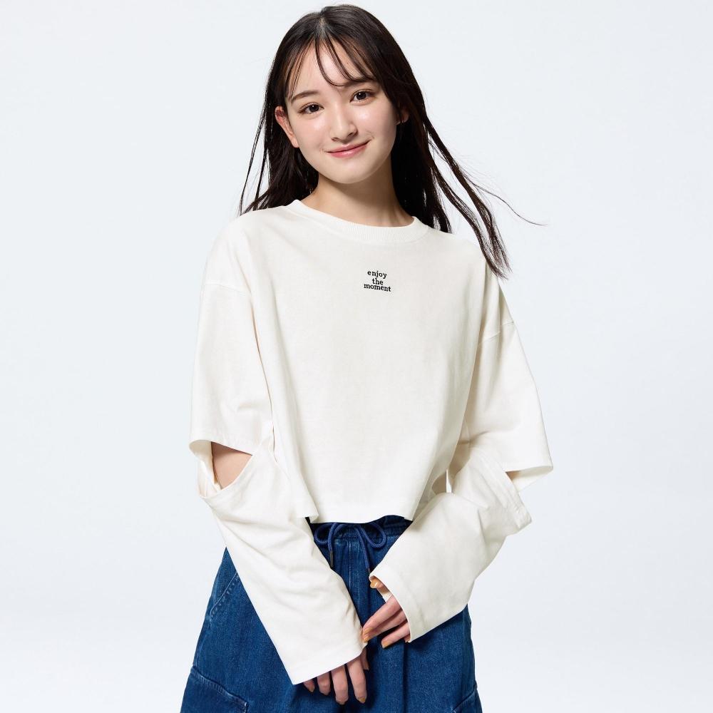 

Gu By Uniqlo Girls CuTouT T с длинным рукавом Jr