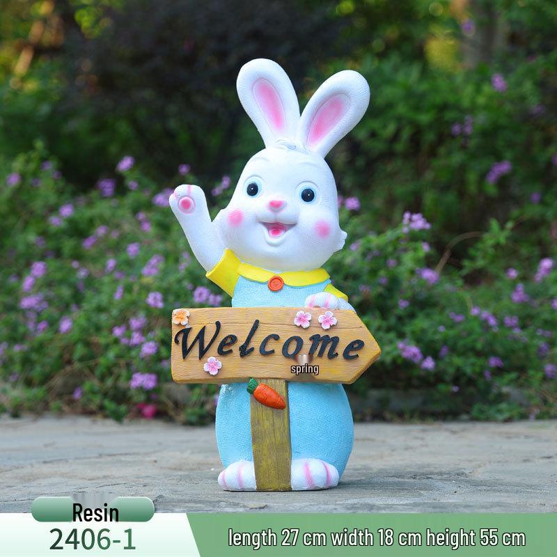 Outdoor Cartoon Rabbit Garden Decoration - Animal Flower Pot Sculpture for Kindergartens and Courtyards
