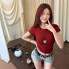 Pure Desire Wind Halter Hollow High Waist Short Sleeve T-shirt Spice Girl Sexy Straps Chic Fashion Niche Top Ins