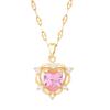 Pink Zirconium Love Necklace Women'S Light Luxury Simple Versatile Inlaid Pendant