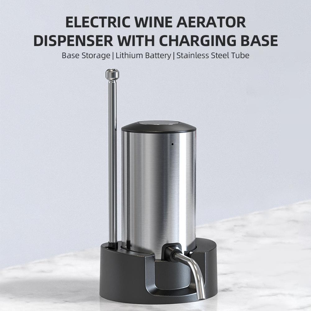 Electric Wine Decanter Dispenser 304 Stainless Steel Automatic Type-C Charging Cordless Wine Aerator Pourer