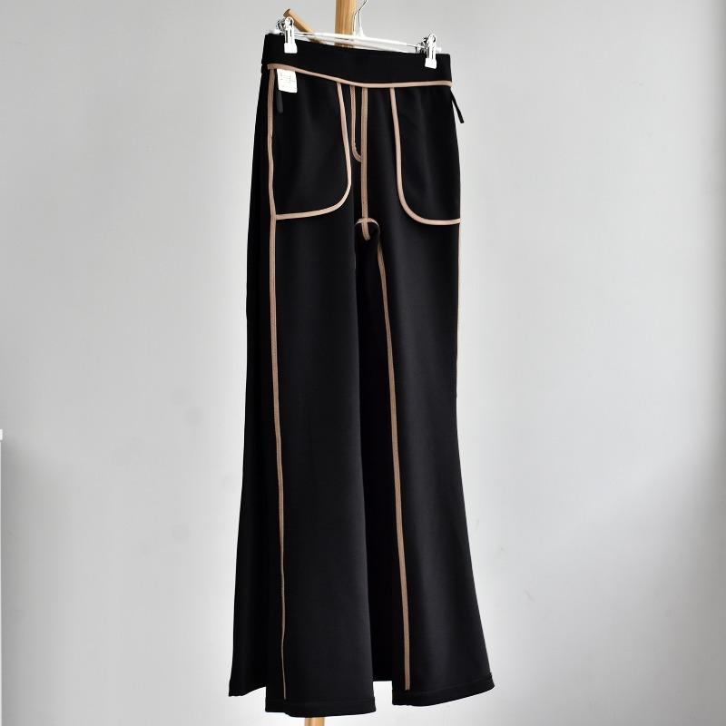 [Loose and slightly pulled pants] Spring women s new black high-waisted drape slightly flared pants casual women s pants S