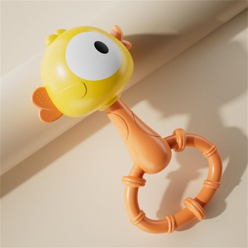 Cartoon Rattle Toy With Rustling Sound Effects ABS Plastic Teething Rattle For Infant Toddler Fine Motor Skill Training