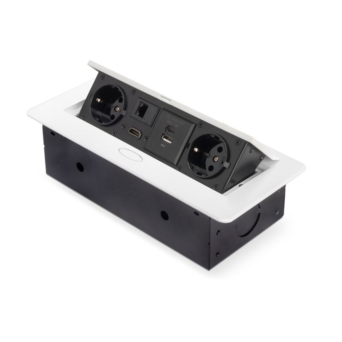 Multiconnecteur - emuca - atom 26 a+c - bureau - blanc - usb, hdmi, rj45