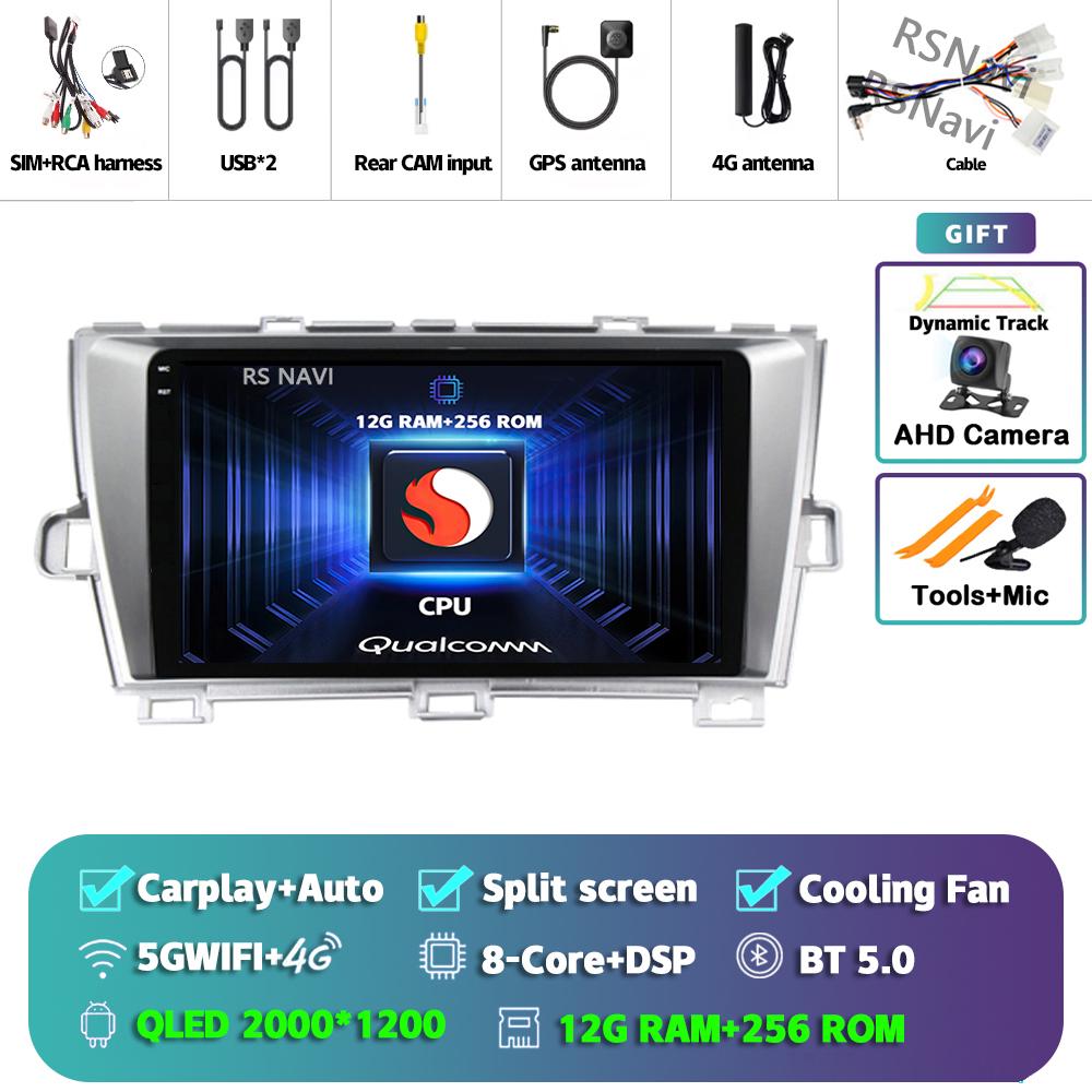 Android 14 Carplay Auto For Toyota Prius 2009 - 2015 Car Radio 4G+WIFI Player Multimedia Stereo 360 Camera Navigation Video GPS