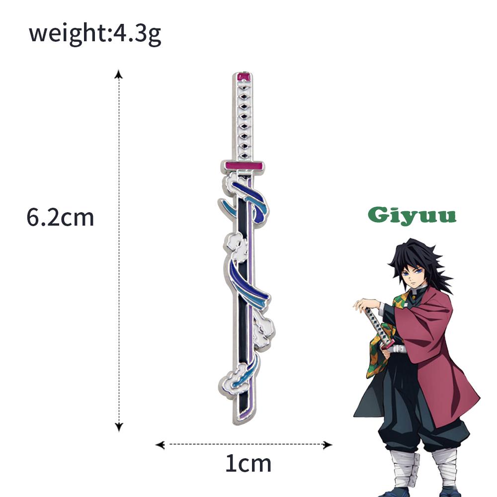 Anime Demon Slayer Kimetsu No Yaiba Sword Brooch Pins Tomioka Giyuu Kochou Shinobu Weapon Brooch Cosplay Jewelry Accessories
