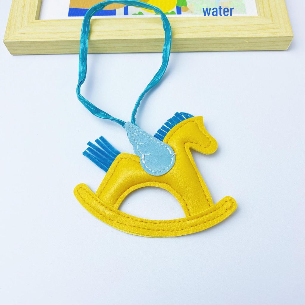 Colorful PU Leather Rocking Horse Keychain - Cute Bag Pendant Gift