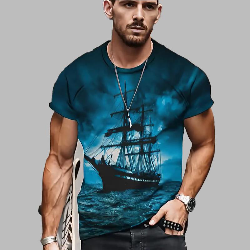 

Новая летняя мужская модная футболка с принтом Personality Montage, мужская футболка, топ 8XL темно-синий