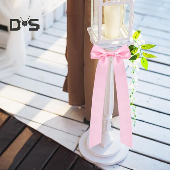 6 Pcs Candlestick Bow Decor Large Candle Holder Ribbon Bows Dining Table Centerpieces for Gift Wrapping Wedding Bridal Shower Bachelorette Party Decor