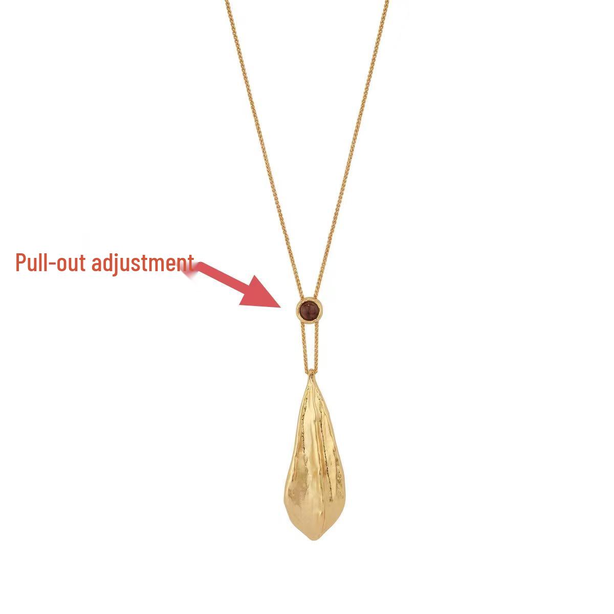 Amulet Long Leaf Two-Tone Necklace: Elegant Gold & Silver Pendant for Women золотой