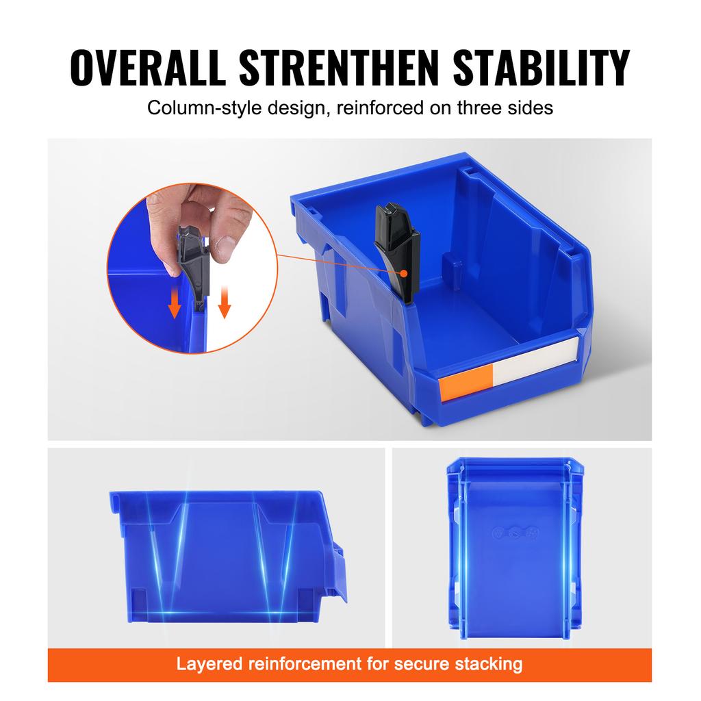 SucceBuy Storage Bin 24pcs Stackable Organizer Bin 5x4*3inch Freestanding Tiered Shelf for Garage Hanging Stacking Container