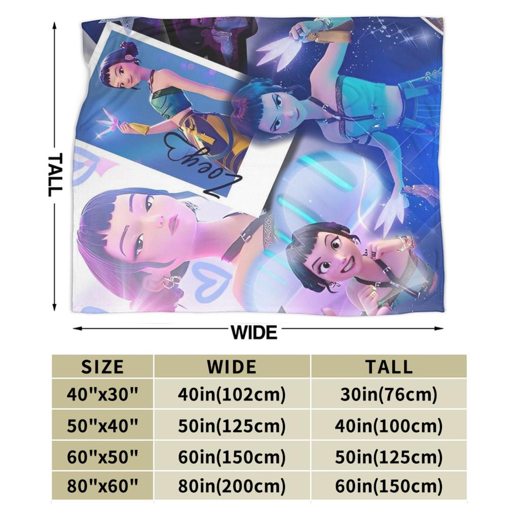 Zoey Kpop Demon Hunters Flannel Blanket Huntrix Awesome Throw Blanket for Home 125*100cm Plush Thin Quilt