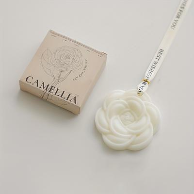 1 Pc Exquisite Camellia Fragrance Wax Slice - Handmade with Solid Soybean Wax, Functions As a Room Fragrance and Wardrobe Hanger