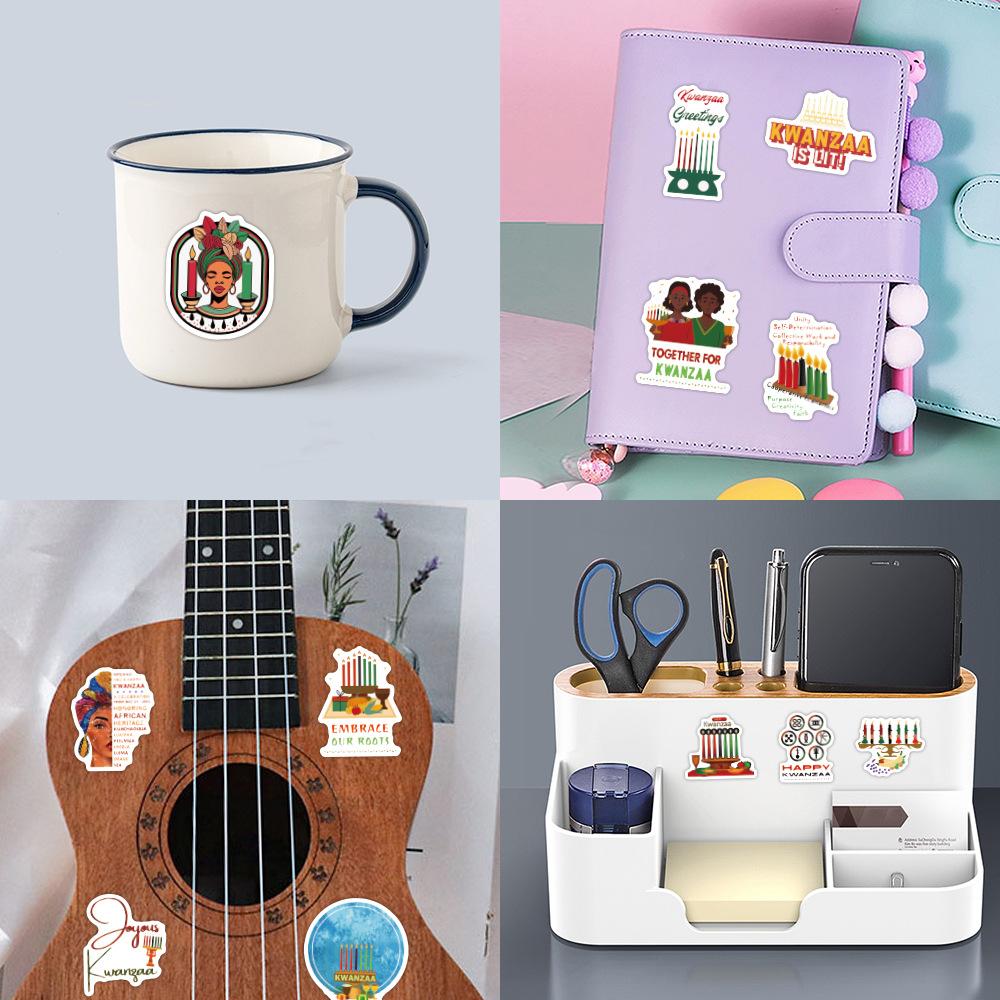50 Happy Kwanzaa Kwanzaa Festival Party Decoration Stickers American Black Water Cup Mobile Computer Stickers